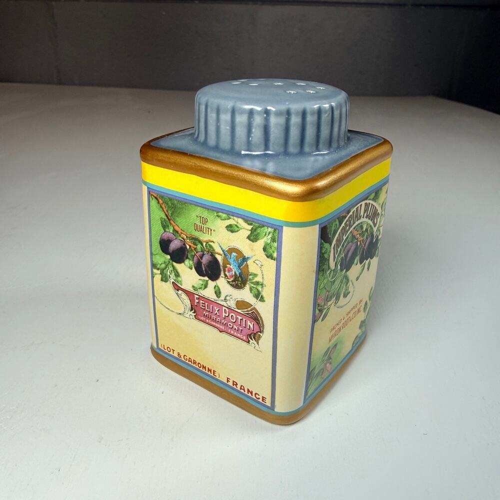 Vintage Sakura "Imperial Plums" Salt Shaker - Ceramic Vintage Labels Shaker